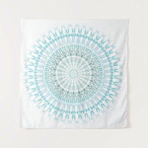 Turquoise Witte Mandala Wandkleed