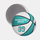 turquoise witte meisjes basketbalgeschenken magneet (Voorkant / Achterkant)