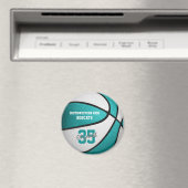 turquoise witte meisjes basketbalgeschenken magneet (Insitu (Vaatwasser))