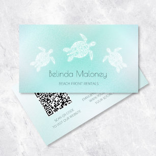 Turquoise Witte Schildpad Scan QR Code Visitekaartje