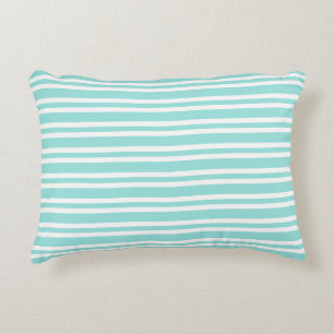 Turquoise Witte Strepen Naadloos Patroon Accent Kussen