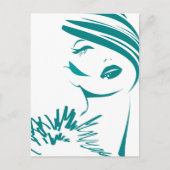 Turquoise Woman Face Briefkaart (Voorkant)