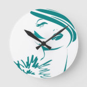 Turquoise  Woman Face Ronde Klok (Voorkant)
