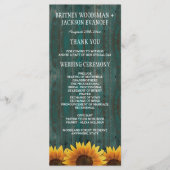 Turquoise Wood Rustic Sunflower Programmes de mari (Devant)