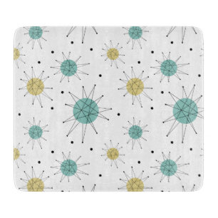 Turquoise Yellow Franciscan Starburst midden eeuw Snijplank