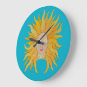 Turquoise yellow gold sun inspired grote klok (Hoek)