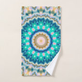 Turquoise yellow mandala bad handdoek (Handdoek)