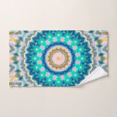Turquoise yellow mandala bad handdoek (Handdoek)