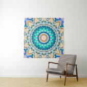 Turquoise yellow mandala wandkleed (In Situ (horizontaal))