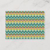  Turquoise Yellow Pink Native American Print Visitekaartje (Achterkant)