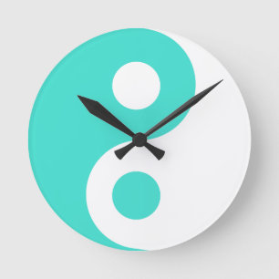 Turquoise Yin Yang Symbol Ronde Klok