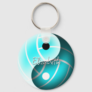 turquoise yin yang volleyball gepersonaliseerd sleutelhanger
