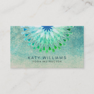 Turquoise Yoga Instructor Lotus Flower Waterverf Visitekaartje