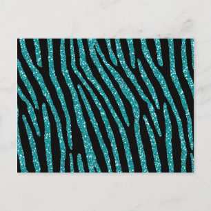Turquoise Zebra Glamor Elegance Briefkaart