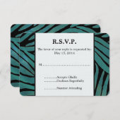 Turquoise Zebra Imprimer Mariage RSVP (Devant / Derrière)
