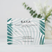 Turquoise Zebra Imprimer Mariage RSVP (Debout devant)