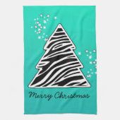 Turquoise zebra kerstboom theedoek (Verticaal)