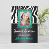 Turquoise Zebra - Photo - Sweet 16 Invitation (Debout devant)