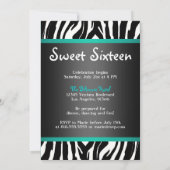 Turquoise Zebra - Photo - Sweet 16 Invitation (Dos)