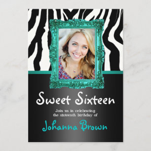 Turquoise Zebra - Photo - Sweet 16 Invitation