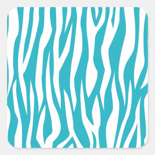 Turquoise Zebra Print Vierkante Sticker (Voorkant)