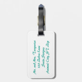 Turquoise Zebra Stripes Bagagelabels (Achterkant verticaal)