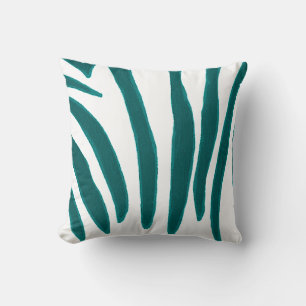 Turquoise Zebra Stripes Coussin