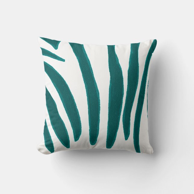 Turquoise Zebra Stripes Kussen (Voorkant)