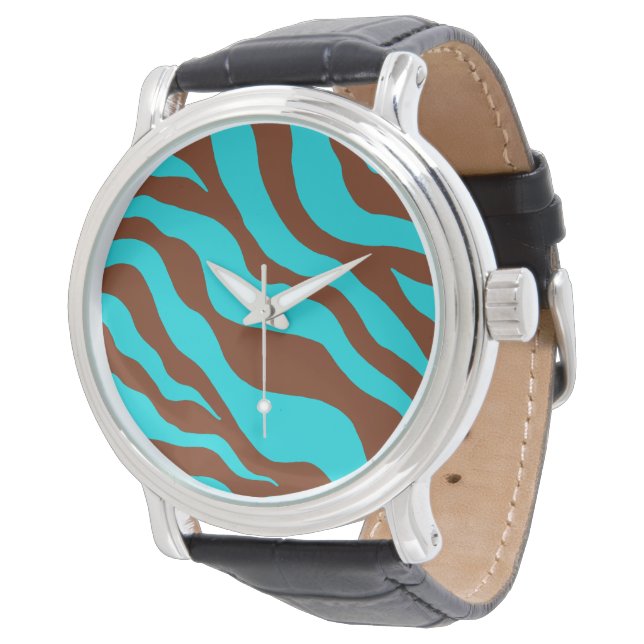 Turquoise Zebra Watch Horloge (Gekanteld)
