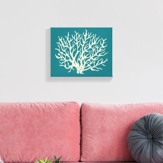 Turquoise Zee Coral Wall Art Canvas Afdruk (Insitu (Woonkamer))