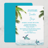Turquoise Zee Turtle Tropical Baby shower Kaart (Voorkant / Achterkant)