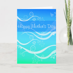 Turquoise Zee White Swirls Moederdag Card Kaart