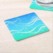 Turquoise Zee White Swirls Onderzetters (Schuin)