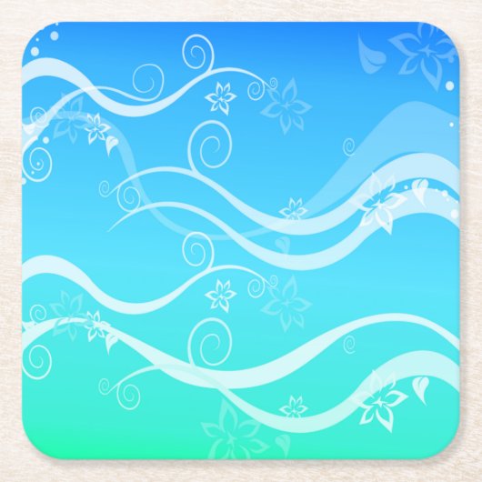 Turquoise Zee White Swirls Onderzetters (Voorkant)