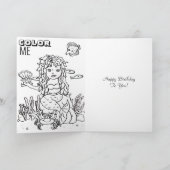 Turquoise Zeemeermin Happy Birthday Kaart (Binnen)