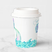 Turquoise Zeemeermin Verjaardagsfeest Onder het Ze Papieren Bekers (Rechts)