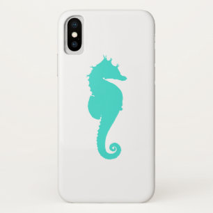 Turquoise Zeepaard op Wit iPhone X Hoesje