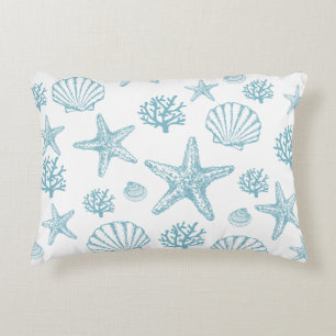 Turquoise Zeeschelp Zeester Strand Patroon Accent Kussen
