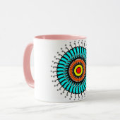 Turquoise Zen Mandala Mok (Voorkant links)