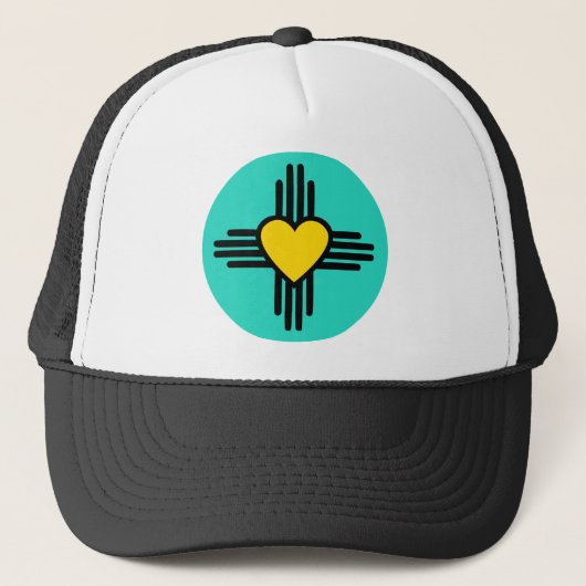 Turquoise Zia Heart Trucker Pet (Voorkant)