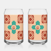 Turquoise Zia Tribal Brown Tan Blikvorm Glas (Achterkant)