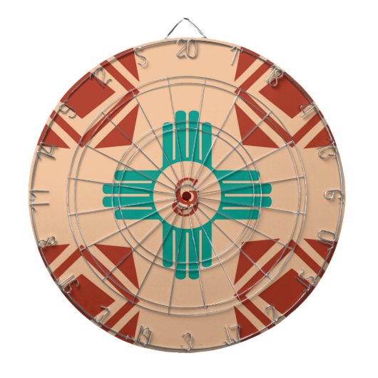Turquoise Zia Tribal Brown Tan Dartbord (Voorkant)