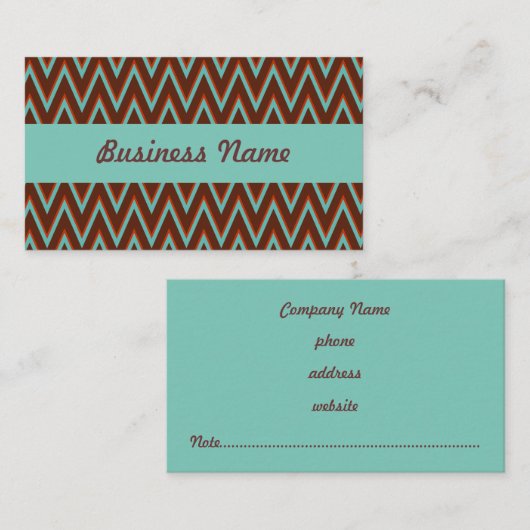 Turquoise Zig Zag Visitekaartje (Voorkant / Achterkant)