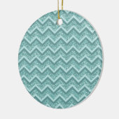 turquoise zigzagpatroon met glitter keramisch ornament (Links)