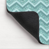 turquoise zigzagpatroon met glitter muismat (Hoek)
