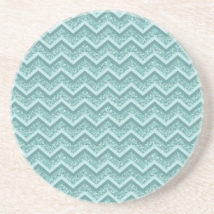 turquoise zigzagpatroon met glitter zandsteen onderzetter