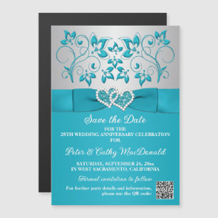 Turquoise, Zilver 25e Jubileum 5x7 Magneet