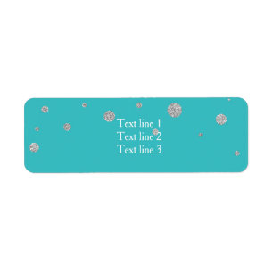 Turquoise & Zilver Glitter Adreslabels Kaart Etiket