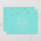 Turquoise & Zilver Glitter Confetti Ontvangst Informatiekaartje (Voorkant / Achterkant)