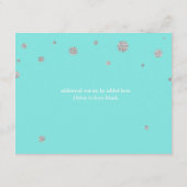 Turquoise & Zilver Glitter Confetti Ontvangst Informatiekaartje (Achterkant)